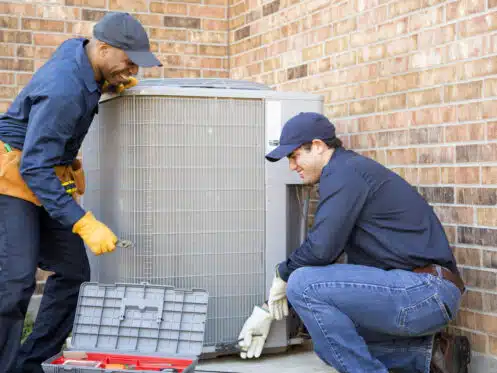 Professional AC installation in progress